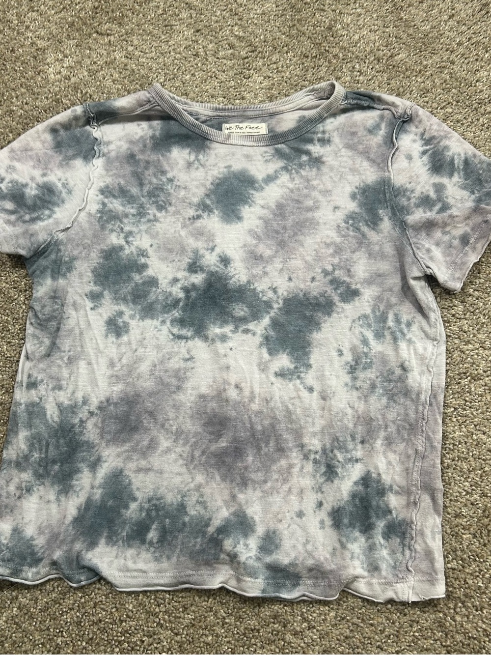 We The Free Tie-Dye Short Sleeve Tee - Gray & Blue